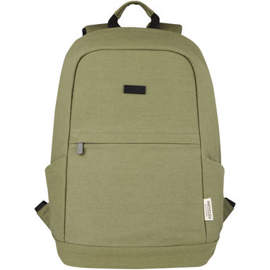 Рюкзак для ноутбука 15,6 дюймів із захистом від крадіжки Joey об'ємом 18 л із брезенту, переробленого за стандартом GRS, колір оливковий - 12067760- Фото №2