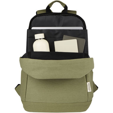Рюкзак для ноутбука 15,6 дюймів із захистом від крадіжки Joey об'ємом 18 л із брезенту, переробленого за стандартом GRS, колір оливковий - 12067760- Фото №4