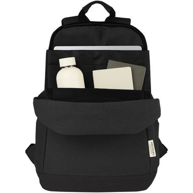 Рюкзак для ноутбука 15,6 дюймів із захистом від крадіжки Joey об'ємом 18 л із брезенту, переробленого за стандартом GRS, колір суцільний чорний - 12067790- Фото №4