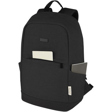 Рюкзак для ноутбука 15,6 дюймів із захистом від крадіжки Joey об'ємом 18 л із брезенту, переробленого за стандартом GRS, колір суцільний чорний - 12067790- Фото №5