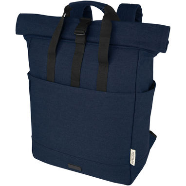 Рюкзак для  ноутбука Joey об'ємом 15 л з брезенту, переробленого за стандартом GRS, із верхом, що згортається., колір темно-синій - 12067855- Фото №1
