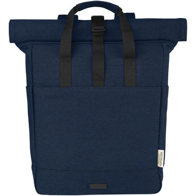 Рюкзак для  ноутбука Joey об'ємом 15 л з брезенту, переробленого за стандартом GRS, із верхом, що згортається., колір темно-синій - 12067855- Фото №2