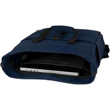 Рюкзак для  ноутбука Joey об'ємом 15 л з брезенту, переробленого за стандартом GRS, із верхом, що згортається., колір темно-синій - 12067855- Фото №5