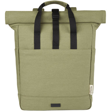 Рюкзак для  ноутбука Joey об'ємом 15 л з брезенту, переробленого за стандартом GRS, із верхом, що згортається., колір оливковий - 12067860- Фото №2