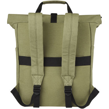 Рюкзак для  ноутбука Joey об'ємом 15 л з брезенту, переробленого за стандартом GRS, із верхом, що згортається., колір оливковий - 12067860- Фото №3