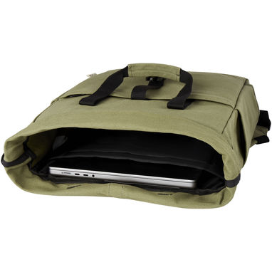 Рюкзак для 15-дюймового ноутбука Joey объемом 15 л из брезента, переработанного по стандарту GRS, со сворачивающимся верхом, цвет оливковый - 12067860- Фото №5