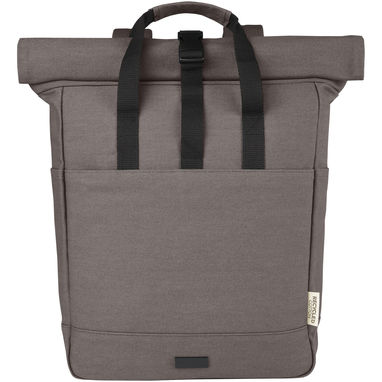 Рюкзак для  ноутбука Joey об'ємом 15 л з брезенту, переробленого за стандартом GRS, із верхом, що згортається., колір сірий - 12067882- Фото №2