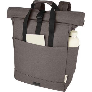 Рюкзак для  ноутбука Joey об'ємом 15 л з брезенту, переробленого за стандартом GRS, із верхом, що згортається., колір сірий - 12067882- Фото №4