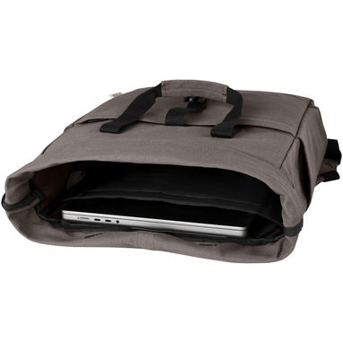 Рюкзак для  ноутбука Joey об'ємом 15 л з брезенту, переробленого за стандартом GRS, із верхом, що згортається., колір сірий - 12067882- Фото №5