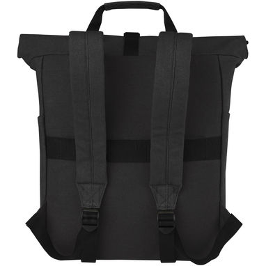Рюкзак для  ноутбука Joey об'ємом 15 л з брезенту, переробленого за стандартом GRS, із верхом, що згортається., колір суцільний чорний - 12067890- Фото №3