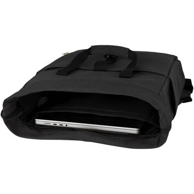 Рюкзак для  ноутбука Joey об'ємом 15 л з брезенту, переробленого за стандартом GRS, із верхом, що згортається., колір суцільний чорний - 12067890- Фото №5