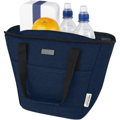 Харчова сумка-холодильник Joey із брезенту, переробленого за стандартом GRS, об'ємом 6 л на 9 банок, колір темно-синій - 12067955- Фото №4
