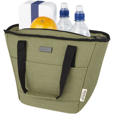 Харчова сумка-холодильник Joey із брезенту, переробленого за стандартом GRS, об'ємом 6 л на 9 банок, колір оливковий - 12067960- Фото №4
