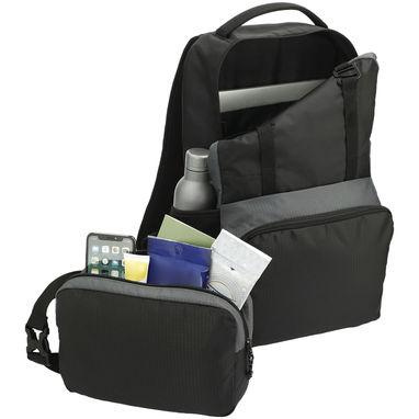 Легкий рюкзак для ноутбука 15-дюймового Trailhead об'ємом 14 л, з перероблених матеріалів за стандартом GRS, колір суцільний чорний, сірий - 12068290- Фото №6