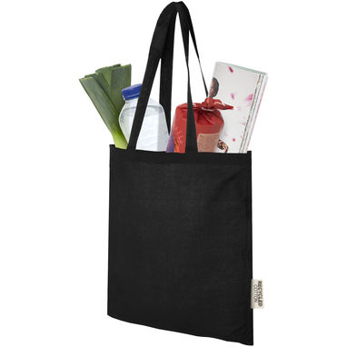 Еко-сумка Madras об'ємом 7 л з переробленої бавовни щільністю 140 г/м7, колір суцільний чорний - 12069590- Фото №3