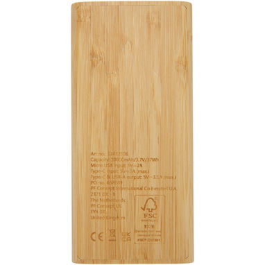 Портативное зарядное устройство Tulda из бамбука, 10,000 мАч, цвет натуральный - 12432306- Фото №4