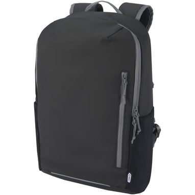 Водонепроницаемый рюкзак Aqua для ноутбука с диагональю экрана 15 дюймов, изготовленный из переработанных материалов , цвет сплошной черный - 13004390- Фото №1