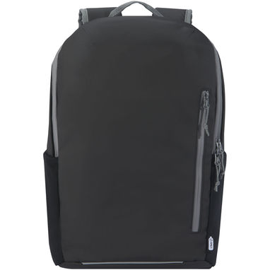 Водонепроницаемый рюкзак Aqua для ноутбука с диагональю экрана 15 дюймов, изготовленный из переработанных материалов , цвет сплошной черный - 13004390- Фото №2