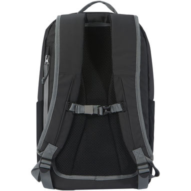 Водонепроницаемый рюкзак Aqua для ноутбука с диагональю экрана 15 дюймов, изготовленный из переработанных материалов , цвет сплошной черный - 13004390- Фото №3