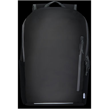 Водонепроницаемый рюкзак Aqua для ноутбука с диагональю экрана 15 дюймов, изготовленный из переработанных материалов , цвет сплошной черный - 13004390- Фото №4