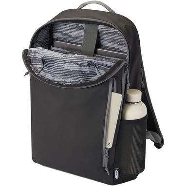 Водонепроницаемый рюкзак Aqua для ноутбука с диагональю экрана 15 дюймов, изготовленный из переработанных материалов , цвет сплошной черный - 13004390- Фото №5