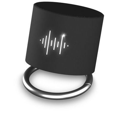 Динамик с карабином-кольцом SCX.design S26 с подсветкой логотипа, цвет сплошной черный - 2PX02490- Фото №1