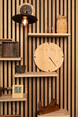 Бамбуковые настенные часы Tokei, цвет натуральный - AP800758- Фото №5