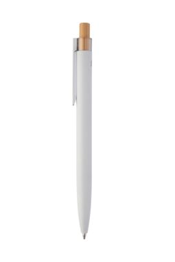 Кулькова ручка з переробленого алюмінію і бамбуку, колір білий - AP808074-01- Фото №3