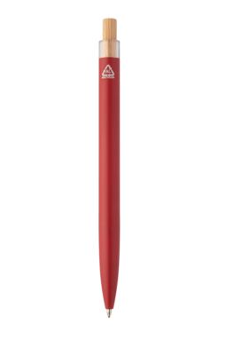 Кулькова ручка з переробленого алюмінію і бамбуку, колір червоний - AP808074-05- Фото №3