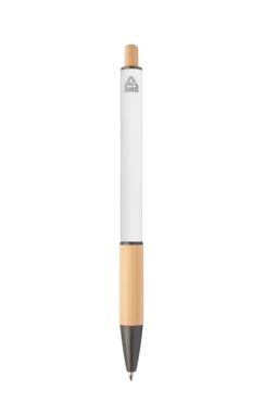 Шариковая ручка из переработанного алюминия и бамбука, цвет белый - AP808075-01- Фото №3