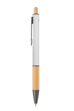 Шариковая ручка из переработанного алюминия и бамбука, цвет белый - AP808075-01- Фото №4