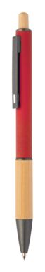 Кулькова ручка з переробленого алюмінію і бамбуку, колір червоний - AP808075-05- Фото №1