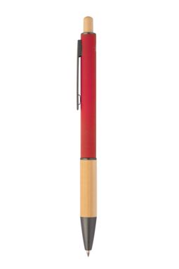 Кулькова ручка з переробленого алюмінію і бамбуку, колір червоний - AP808075-05- Фото №4