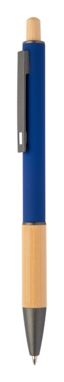 Кулькова ручка з переробленого алюмінію і бамбуку, колір синій - AP808075-06- Фото №1
