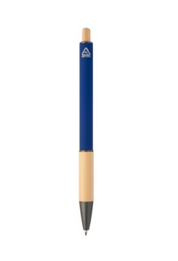 Кулькова ручка з переробленого алюмінію і бамбуку, колір синій - AP808075-06- Фото №3