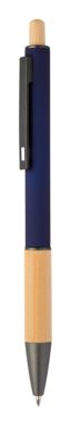 Кулькова ручка з переробленого алюмінію і бамбуку, колір темно-синій - AP808075-06A- Фото №1