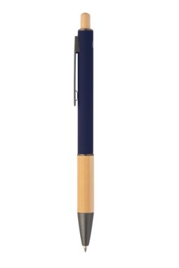 Шариковая ручка из переработанного алюминия и бамбука, цвет темно-синий - AP808075-06A- Фото №4