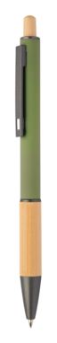 Кулькова ручка з переробленого алюмінію і бамбуку, колір зелений - AP808075-07- Фото №1