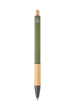 Кулькова ручка з переробленого алюмінію і бамбуку, колір зелений - AP808075-07- Фото №3