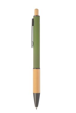 Кулькова ручка з переробленого алюмінію і бамбуку, колір зелений - AP808075-07- Фото №4