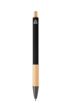 Кулькова ручка з переробленого алюмінію і бамбуку, колір чорний - AP808075-10- Фото №3