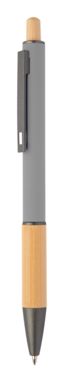 Кулькова ручка з переробленого алюмінію і бамбуку, колір сірий - AP808075-77- Фото №1