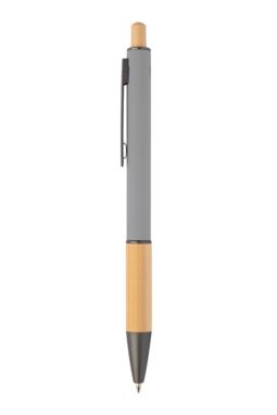 Шариковая ручка из переработанного алюминия и бамбука, цвет серый - AP808075-77- Фото №4