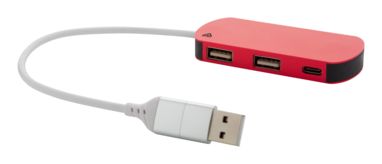 USB хаб Raluhub, цвет красный - AP864022-05- Фото №1