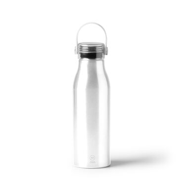 Пляшка з переробленого алюмінію з прозорою кришкою, колір білий - BI1365S101- Фото №1