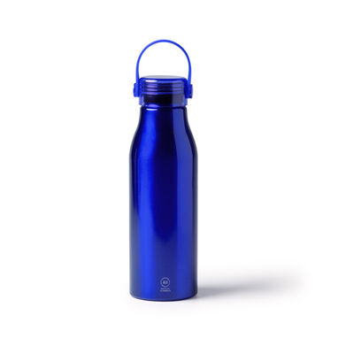 Пляшка з переробленого алюмінію з прозорою кришкою, колір синій - BI1365S105- Фото №1
