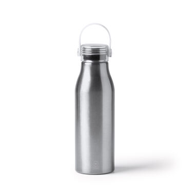 Пляшка з переробленого алюмінію з прозорою кришкою, колір срібний - BI1365S1251- Фото №1