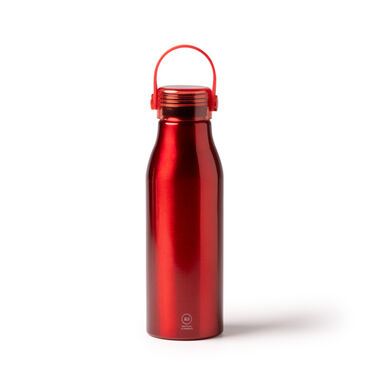 Пляшка з переробленого алюмінію з прозорою кришкою, колір червоний - BI1365S160- Фото №1