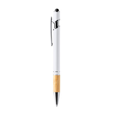 Металлическая ручка с бамбуком, цвет белый - BL1246TA01- Фото №1