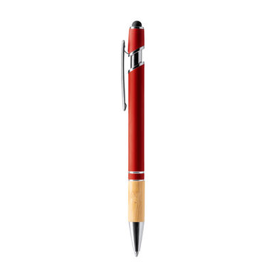 Металлическая ручка с бамбуком, цвет красный - BL1246TA60- Фото №1